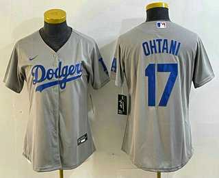 Womens Los Angeles Dodgers #17 Shohei Ohtani Gray Cool Base Stitched Jersey